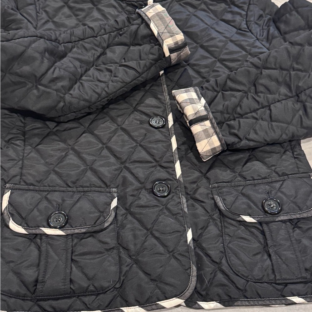 Burberry Black Fernleigh Jacket with Plaid Details